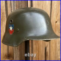 WW2 German Vulkanfiber helmet Used By Chilean Army 1940s Stahlhelm Military Rare