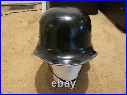 WW2 German named Aluminum police/ fire helmet with skirt