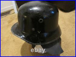 WW2 German named Aluminum police/ fire helmet with skirt