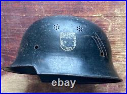 WW2! M34 GERMAN 3rd REICH FIREFIGHTERS OR POLICE HELMET DENAZIFIED WITH DECALS