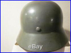 WW2 M35 German Helmet with liner and dated chinstrap 1935 EF62 batch #3341 named