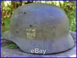 WW2 M35 NS-66 German Camo Combat Helmet Original with liner and decal