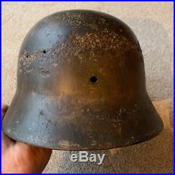 WW2 M35 Normandy Barn Find German Helmet DD Army with Paint blast damage