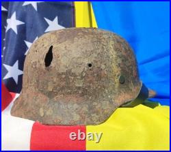 WW2 M40 German Helmet WWII Original size 62 battlefields Free Shipping