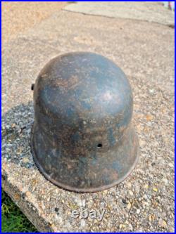 WW2 Normandy used by German Army Coastal Defnce WW1 Helmet with camouflage, stam