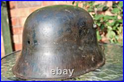 WW2 Normandy used by German Army Coastal Defnce WW1 Helmet with camouflage, stam