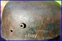 WW2 Normandy used by German Army Coastal Defnce WW1 Helmet with camouflage, stam