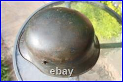 WW2 Normandy used by German Army Coastal Defnce WW1 Helmet with camouflage, stam