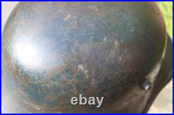 WW2 Normandy used by German Army Coastal Defnce WW1 Helmet with camouflage, stam