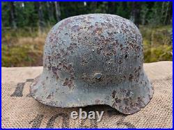 WW2 ORIGINAL GERMAN GERMAN M42 HELMET UNTOUCHED BATTLEFIELD RELIC from KURLAND