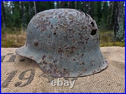 WW2 ORIGINAL GERMAN GERMAN M42 HELMET UNTOUCHED BATTLEFIELD RELIC from KURLAND