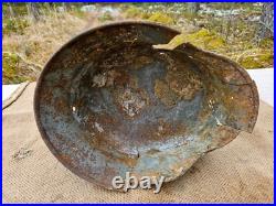 WW2 ORIGINAL GERMAN M35 ET66 WINTER CAMO BATTLEDAMAGED HELMET RELIC from KURLAND WW2 ORIGINAL GERMAN M35 ET66 WINTER CAMO BATTLEDAMAGED HELMET RELIC from KURLAND