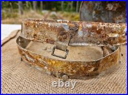 WW2 ORIGINAL GERMAN M35 ET66 WINTER CAMO BATTLEDAMAGED HELMET RELIC from KURLAND WW2 ORIGINAL GERMAN M35 ET66 WINTER CAMO BATTLEDAMAGED HELMET RELIC from KURLAND