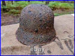 WW2 ORIGINAL GERMAN M42 HELMET RELIC of SS-NORDLAND from KURLAND