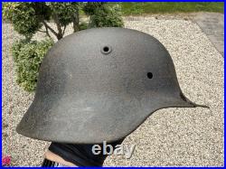WW2 Original German Helmet M40 ET64 Shrapnel Damaged Battlefield Relic #182 WW2 Original German Helmet M40 ET64 Shrapnel Damaged Battlefield Relic #182