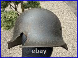 WW2 Original German Helmet M40 ET64 Shrapnel Damaged Battlefield Relic #182 WW2 Original German Helmet M40 ET64 Shrapnel Damaged Battlefield Relic #182