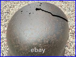 WW2 Original German Helmet M40 ET64 Shrapnel Damaged Battlefield Relic #182 WW2 Original German Helmet M40 ET64 Shrapnel Damaged Battlefield Relic #182