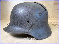 WW2 Original German Helmet M40 ET64 Shrapnel Damaged Battlefield Relic #182 WW2 Original German Helmet M40 ET64 Shrapnel Damaged Battlefield Relic #182
