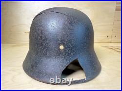 WW2 Original German Helmet M40 ET64 Shrapnel Damaged Battlefield Relic #182 WW2 Original German Helmet M40 ET64 Shrapnel Damaged Battlefield Relic #182