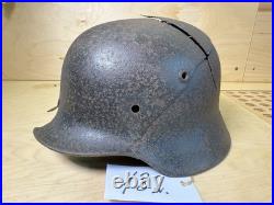 WW2 Original German Helmet M40 ET64 Shrapnel Damaged Battlefield Relic #182 WW2 Original German Helmet M40 ET64 Shrapnel Damaged Battlefield Relic #182