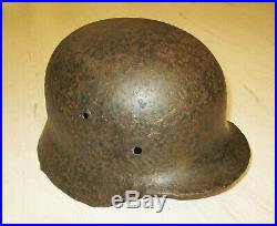 WW2 Original German Helmet M40 Size 62 STAHLHELM with Bullet Holes