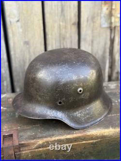 WW2 Original German M42 Helmet, From Battle Of Kurland
