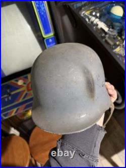 WW2 Original German duckbill M33 Police helmet Rare Military Leather History