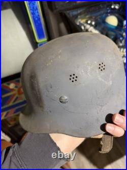 WW2 Original German duckbill M33 Police helmet Rare Military Leather History