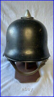 WW2 Vintage Original German M-34 Fireman's Helmet With Comb & Neck Protector