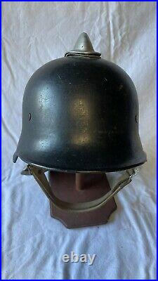 WW2 Vintage Original German M-34 Fireman's Helmet With Comb & Neck Protector