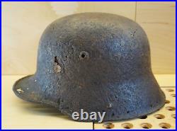 WW2 WW1 original German Helmet M17 M16 damaged battlefield from Kurland #157