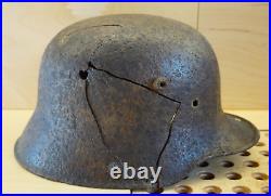 WW2 WW1 original German Helmet M17 M16 damaged battlefield from Kurland #157