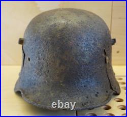 WW2 WW1 original German Helmet M17 M16 damaged battlefield from Kurland #157