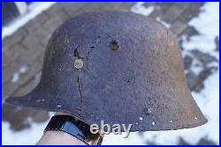 WW2 WW1 original German Helmet M17 M16 damaged battlefield from Kurland #157