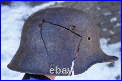 WW2 WW1 original German Helmet M17 M16 damaged battlefield from Kurland #157