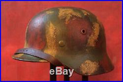 WW2 WWII German Helmet M40 Camo QUIST Q64 Batch # 337 Solid