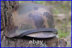 WW2 WWII Original German Camo Helmet, Very Rare, Size 72, Mark. 474