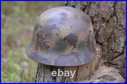 WW2 WWII Original German Camo Helmet, Very Rare, Size 72, Mark. 474