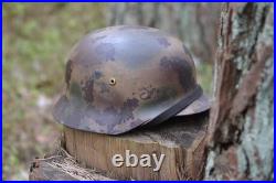 WW2 WWII Original German Camo Helmet, Very Rare, Size 72, Mark. 474
