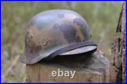 WW2 WWII Original German Camo Helmet, Very Rare, Size 72, Mark. 474