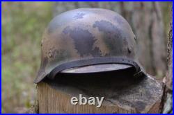 WW2 WWII Original German Camo Helmet, Very Rare, Size 72, Mark. 474