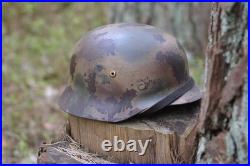 WW2 WWII Original German Camo Helmet, Very Rare, Size 72, Mark. 474