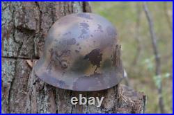 WW2 WWII Original German Camo Helmet, Very Rare, Size 72, Mark. 474