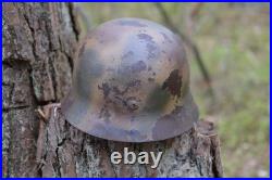 WW2 WWII Original German Camo Helmet, Very Rare, Size 72, Mark. 474