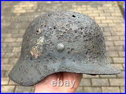 WW2 original German Helmet M35 rare small size 60 from battlefield #85