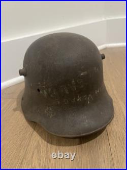 WWI German M16/M17 Steel Helmet With Liner Remnants & Scratched Lettering