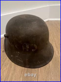WWI German M16/M17 Steel Helmet With Liner Remnants & Scratched Lettering