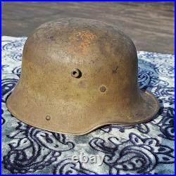 WWI German Original Helmet ET66 camouflage Leather Liner Militaria Germany