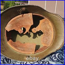 WWI German Original Helmet ET66 camouflage Leather Liner Militaria Germany