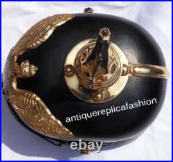WWI German Pickelhaube Helmet LEATHER Helmet Long Spiked Officer Halloween spart